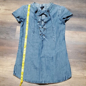 True religion denim short sleeve lace top shirt dress mini euc
